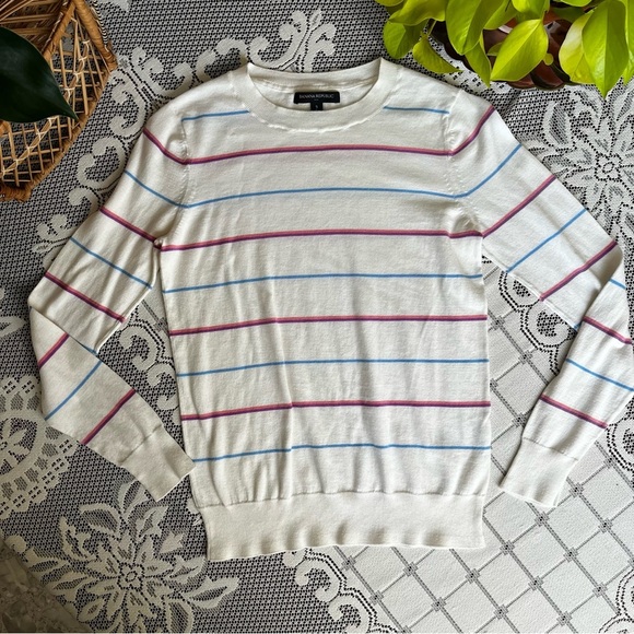 Banana Republic Tops - Banana Republic Light Weight Striped White Sweater size small